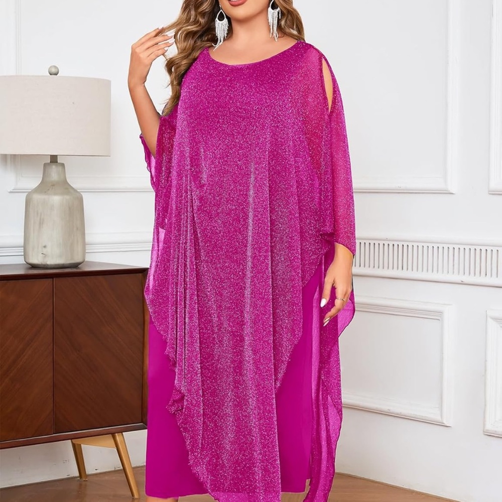 NWT Sparkling Pink Kaftan Formal Dress